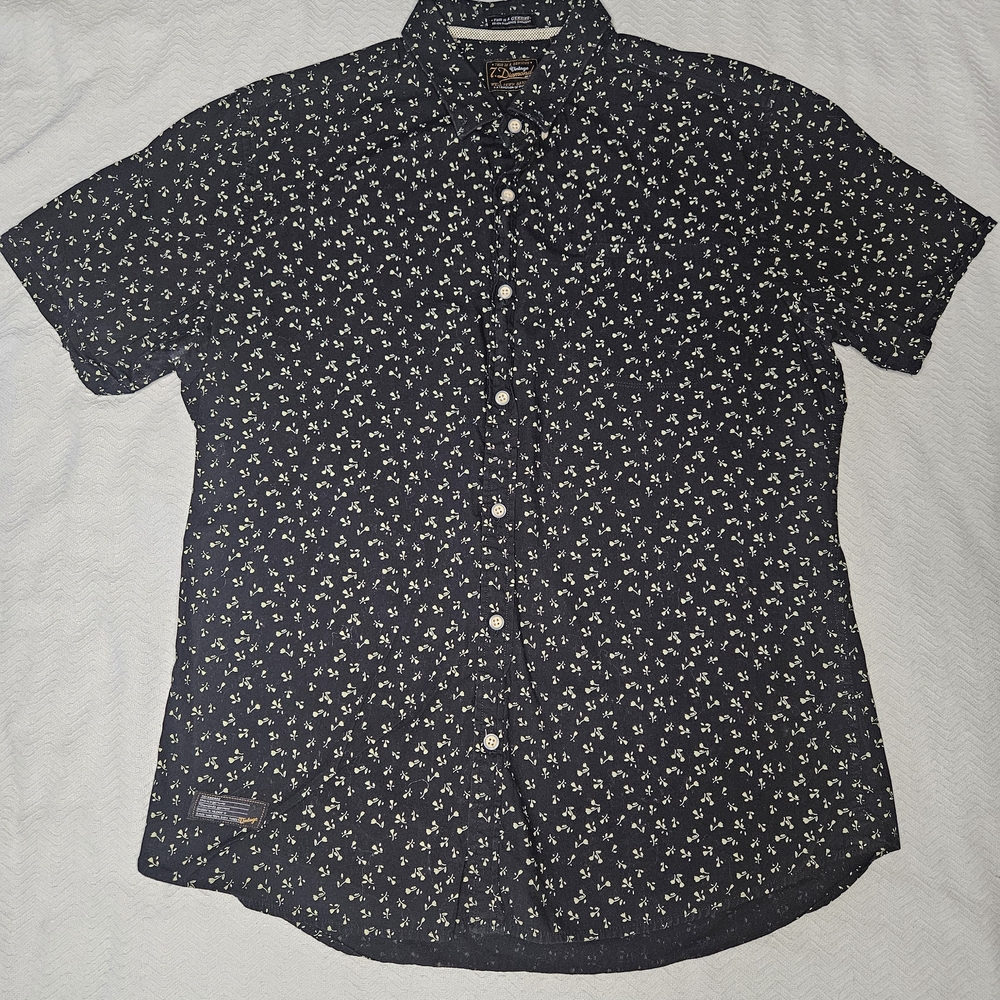 7 Diamonds Dark Blue Floral Button Down Shirt
